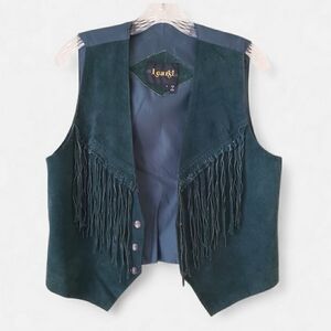 Vintage Green Suede Leather Vest